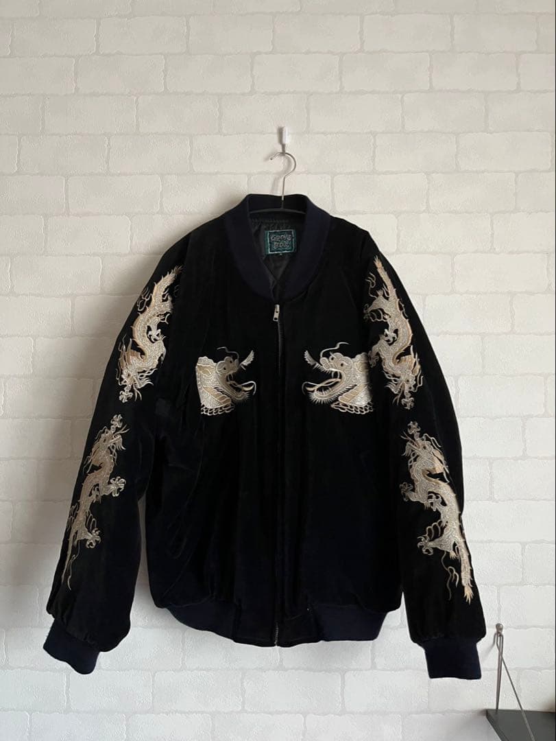 GROVEBOX/スカジャン/M/ベロア/BLK 別珍 ベロア