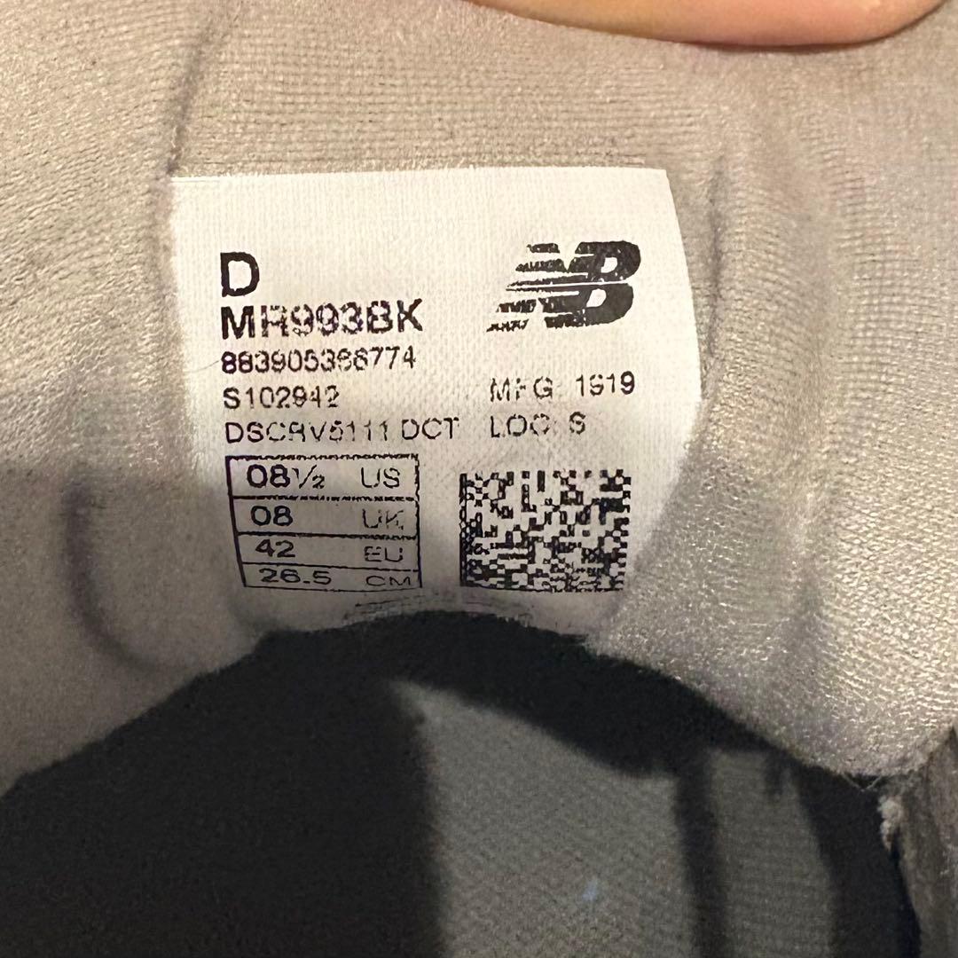 26.5cm New Balance MR993BK 8.5 ニューバランス