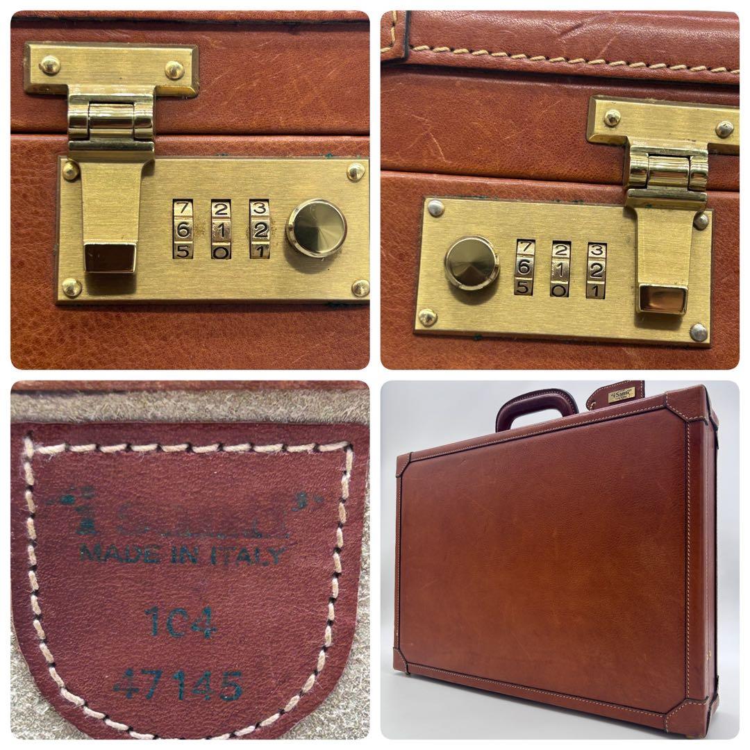 C156 良品 イタリア製 i Santi 本革 アタッシュケース 茶 金具