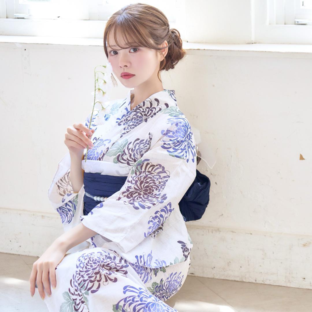 新品 浴衣 セット 浴衣セット ゆかた レディース 大人 白 紫 Y5-26