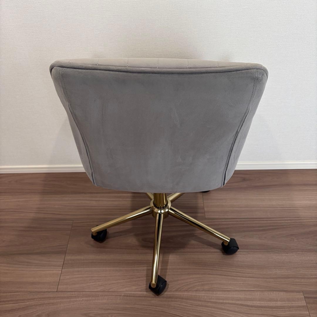 Francfranc フランフラン ベロア調 デスクチェア グレー ゴールド脚