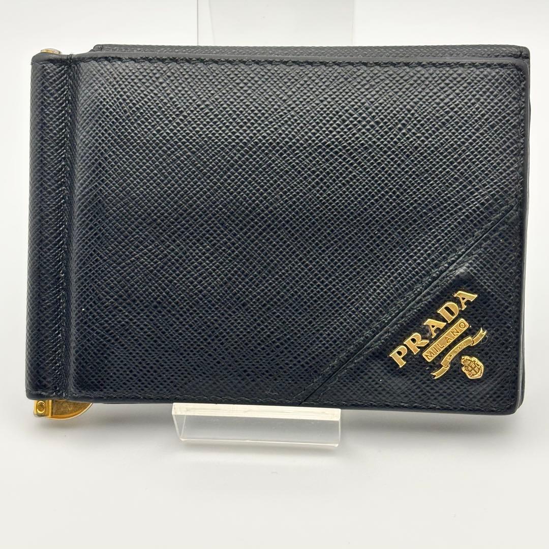 カード収納多✨希少✨プラダ マネークリップ サフィアーノ レザー ブラック