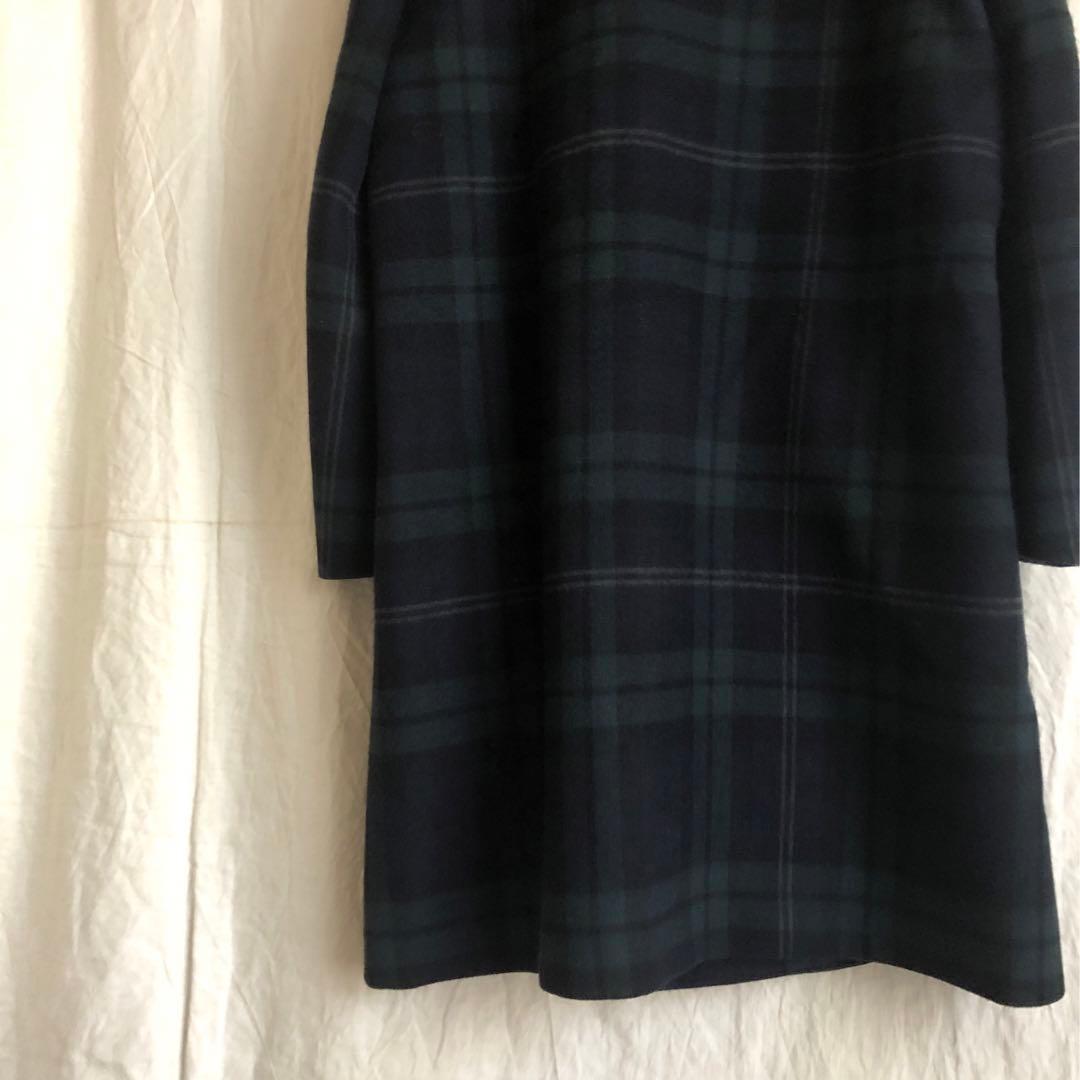 超名作 45R カシミアウールメルトン チェック ダブルブレストコート