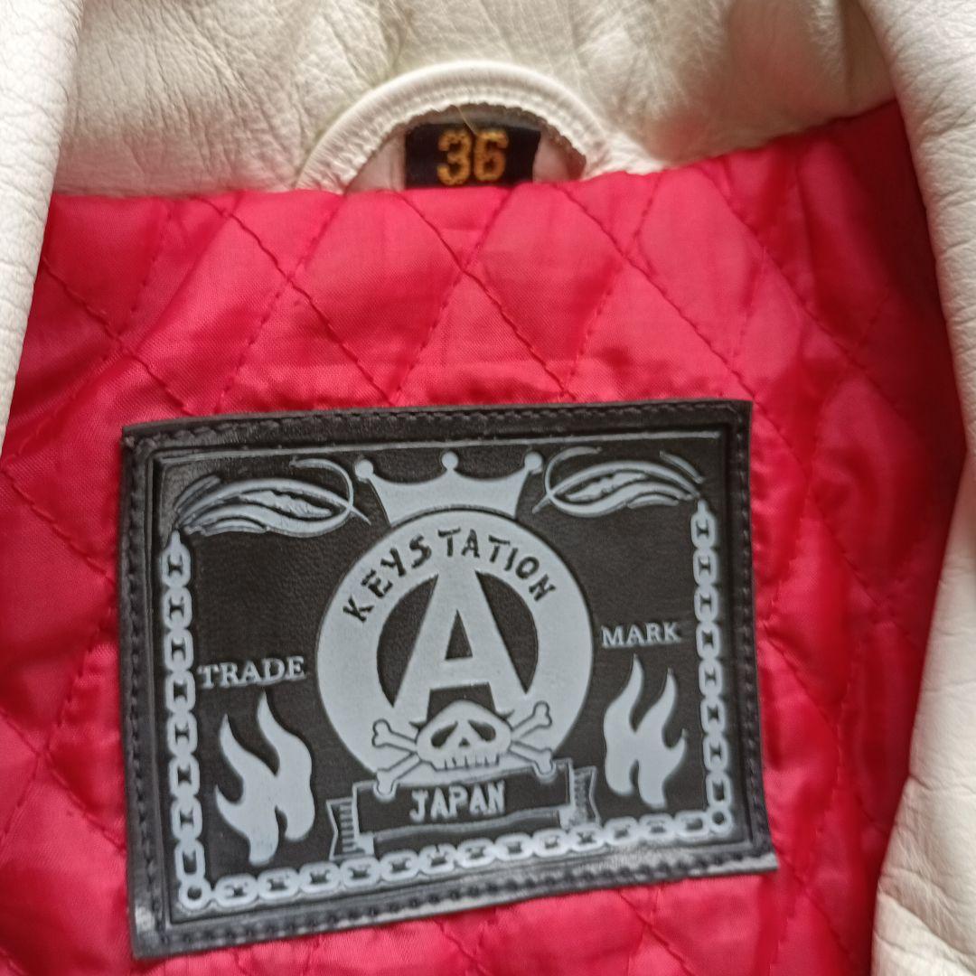 白黒ツートンカラー革ジャン 　KEYSTATION キーステーション ロカビリー