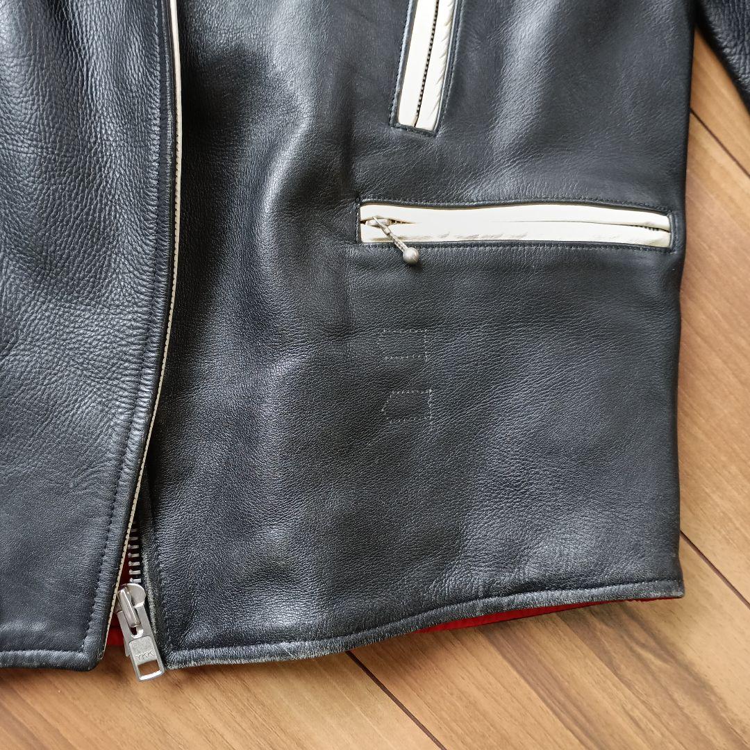 白黒ツートンカラー革ジャン 　KEYSTATION キーステーション ロカビリー