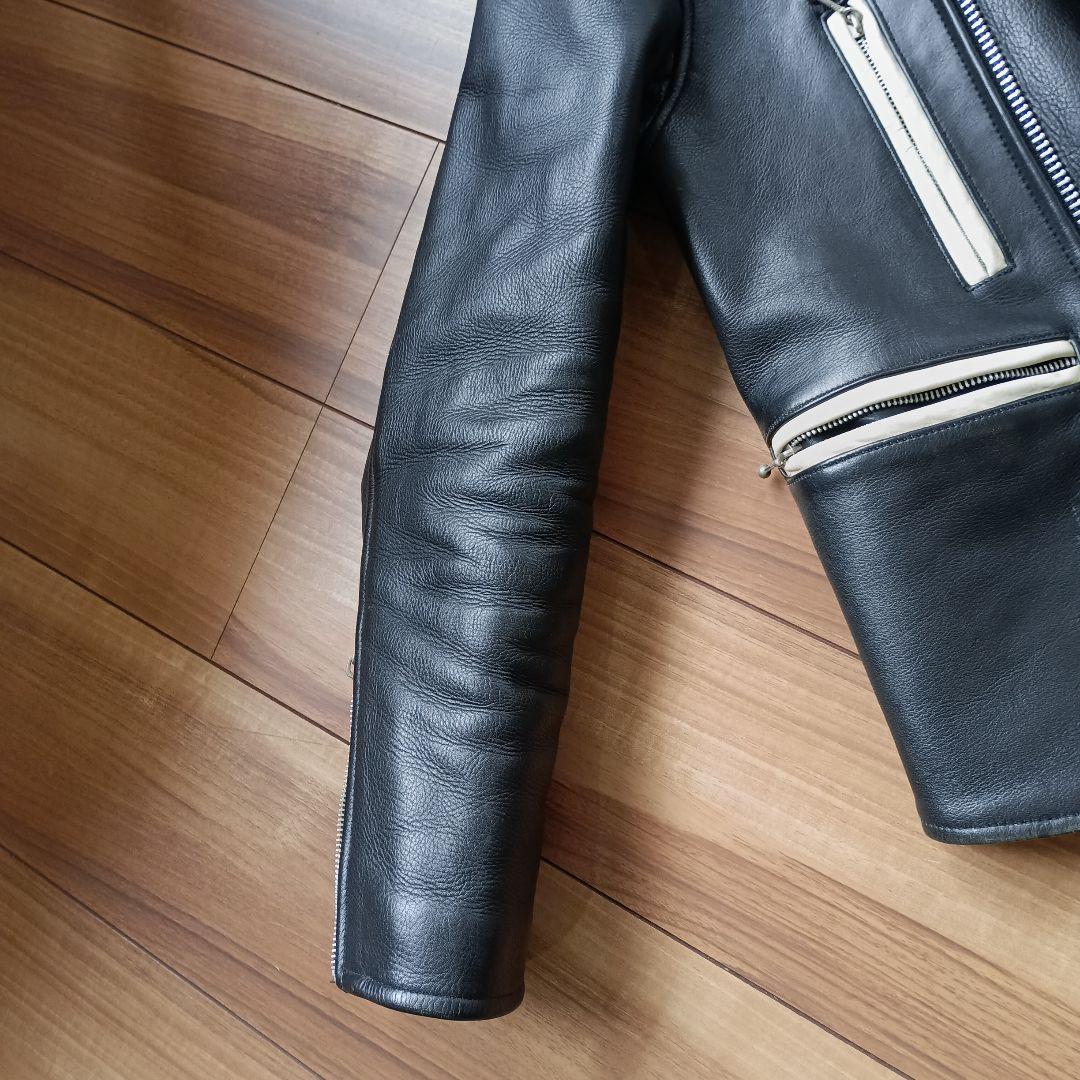 白黒ツートンカラー革ジャン 　KEYSTATION キーステーション ロカビリー