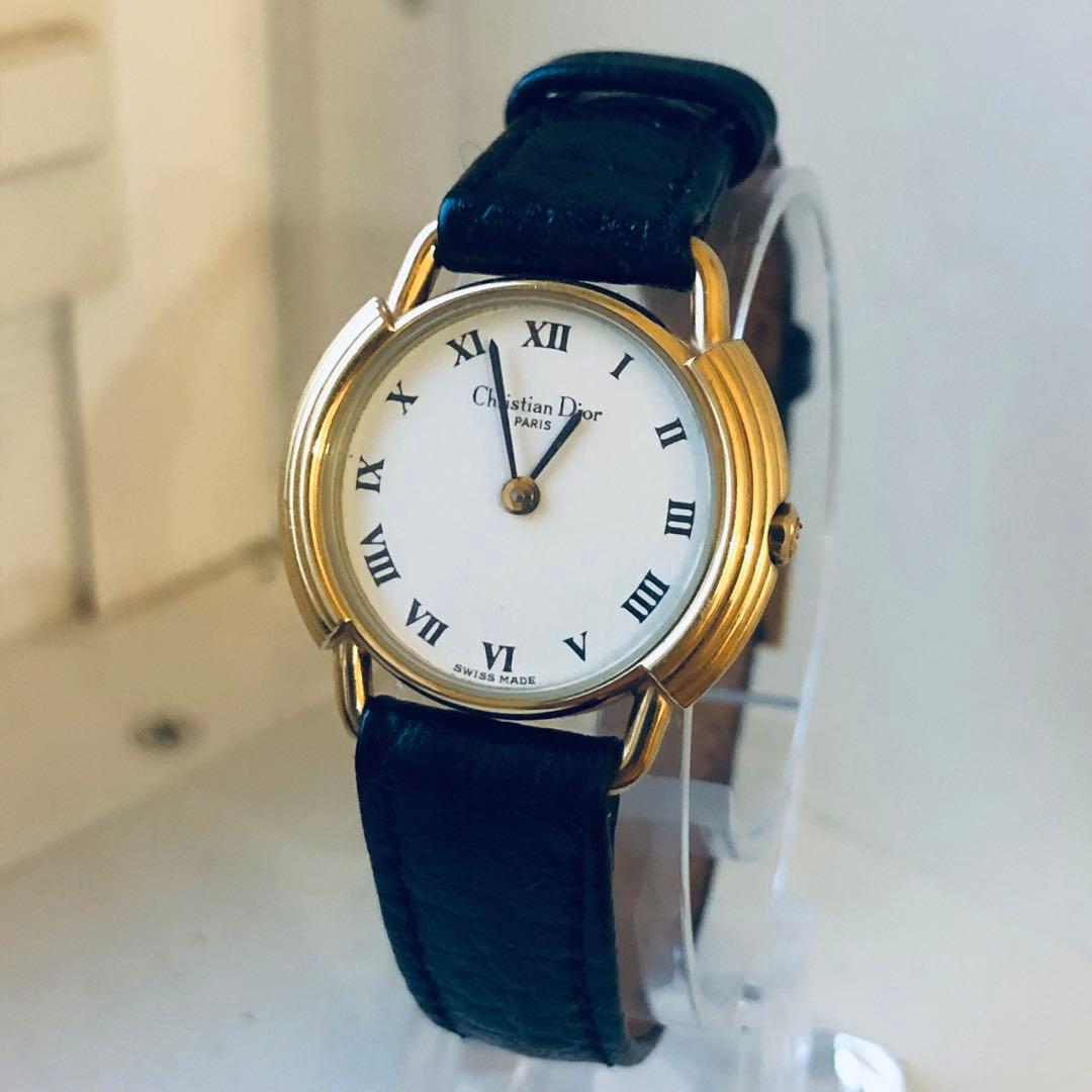 【極美品】Christian Dior ローマン　電池新品　 ゴールド　白文字盤