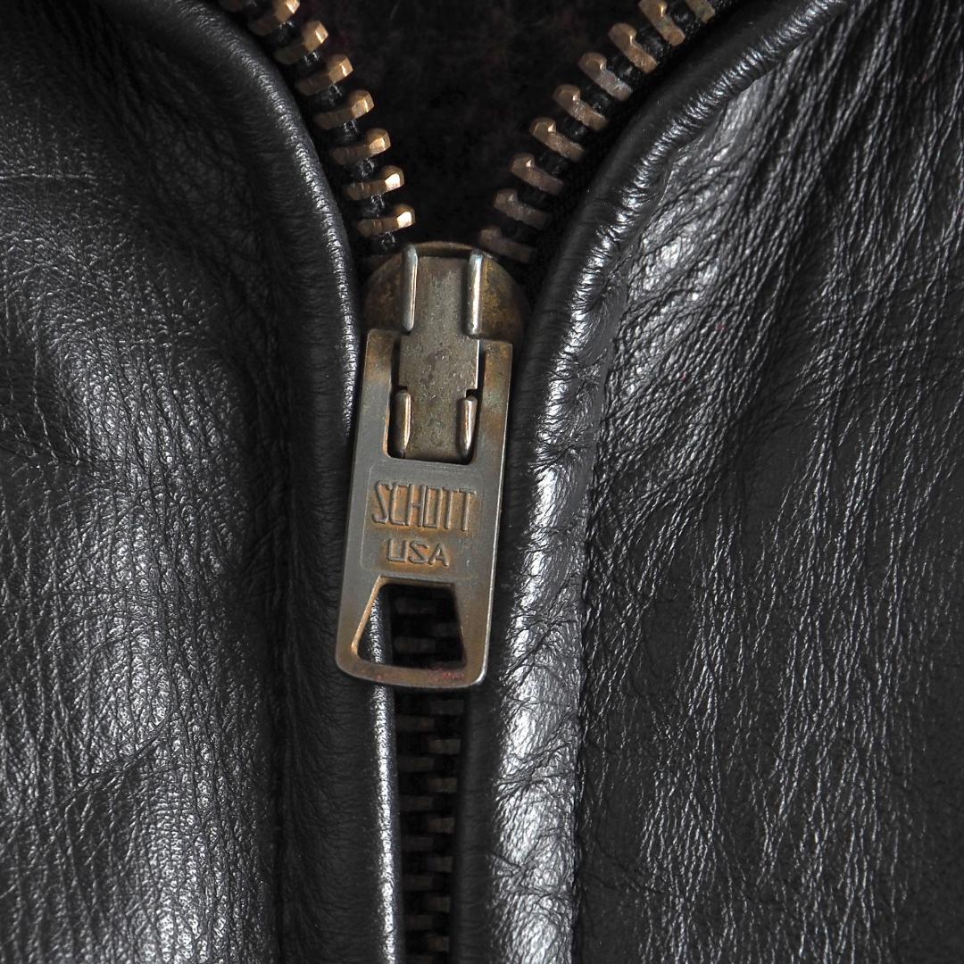 Schott　size48　シングルライダースジャケット　裏地チェック