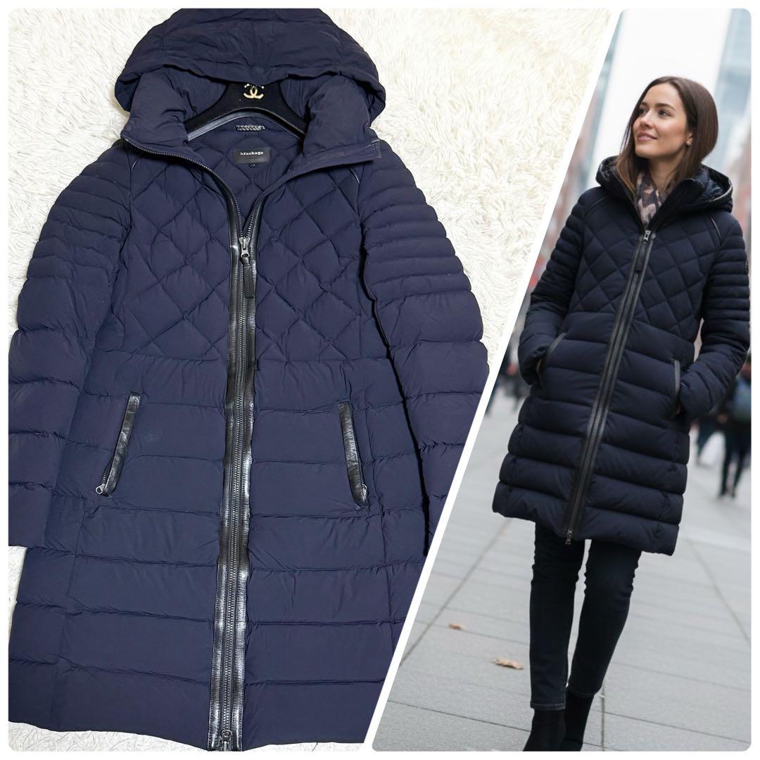 グースダウン✨マッカージュ ダウンコート 2way ロング L ネイビー