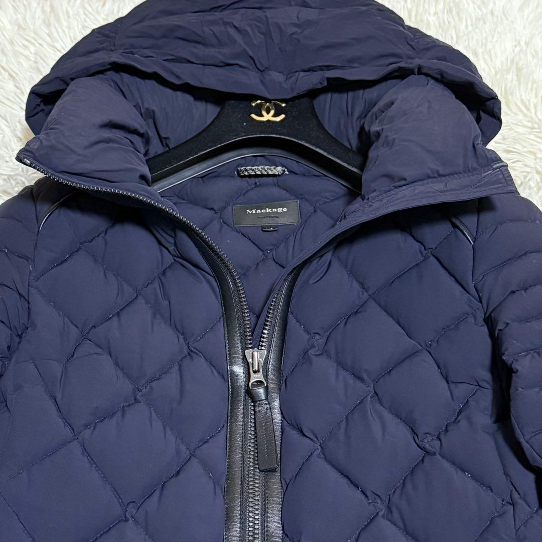 グースダウン✨マッカージュ ダウンコート 2way ロング L ネイビー