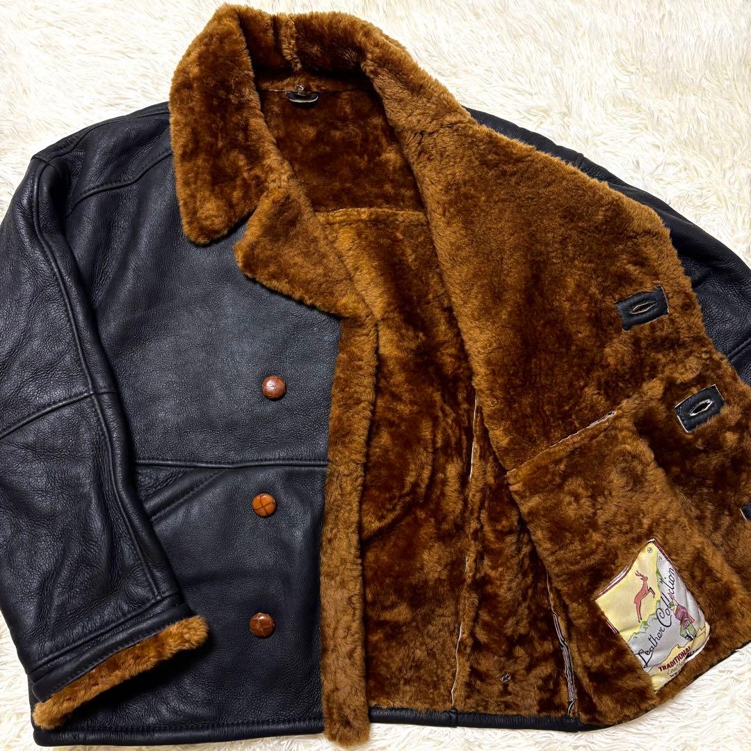 激レア✨2XL相当 ミツミネ リアルムートン ピーコート ラムレザー 黒
