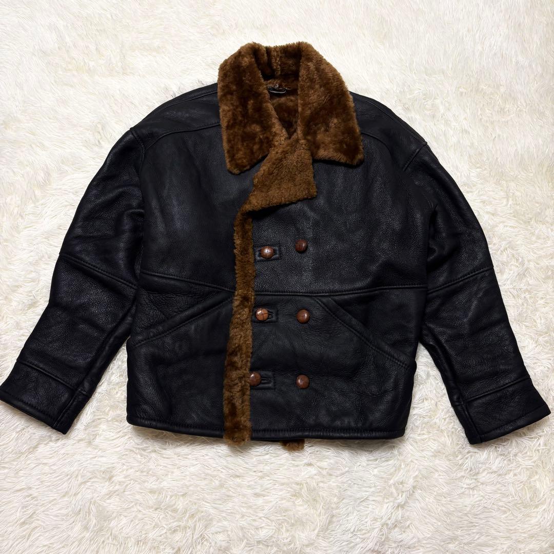 激レア✨2XL相当 ミツミネ リアルムートン ピーコート ラムレザー 黒