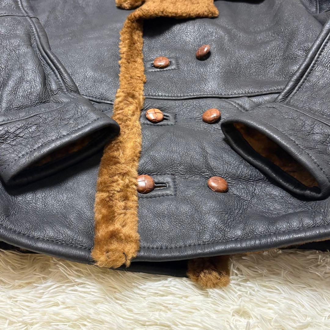 激レア✨2XL相当 ミツミネ リアルムートン ピーコート ラムレザー 黒