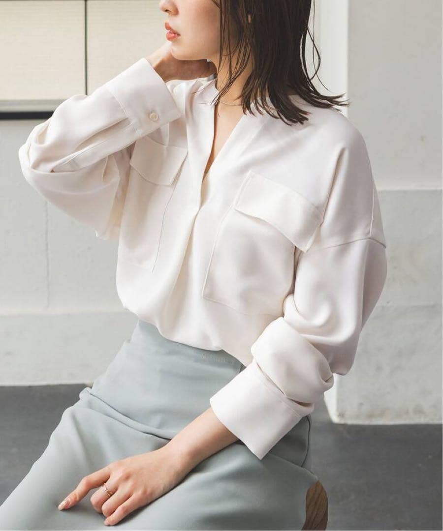 美品！NOBLE ノーブル ワークディテールドレープシャツ