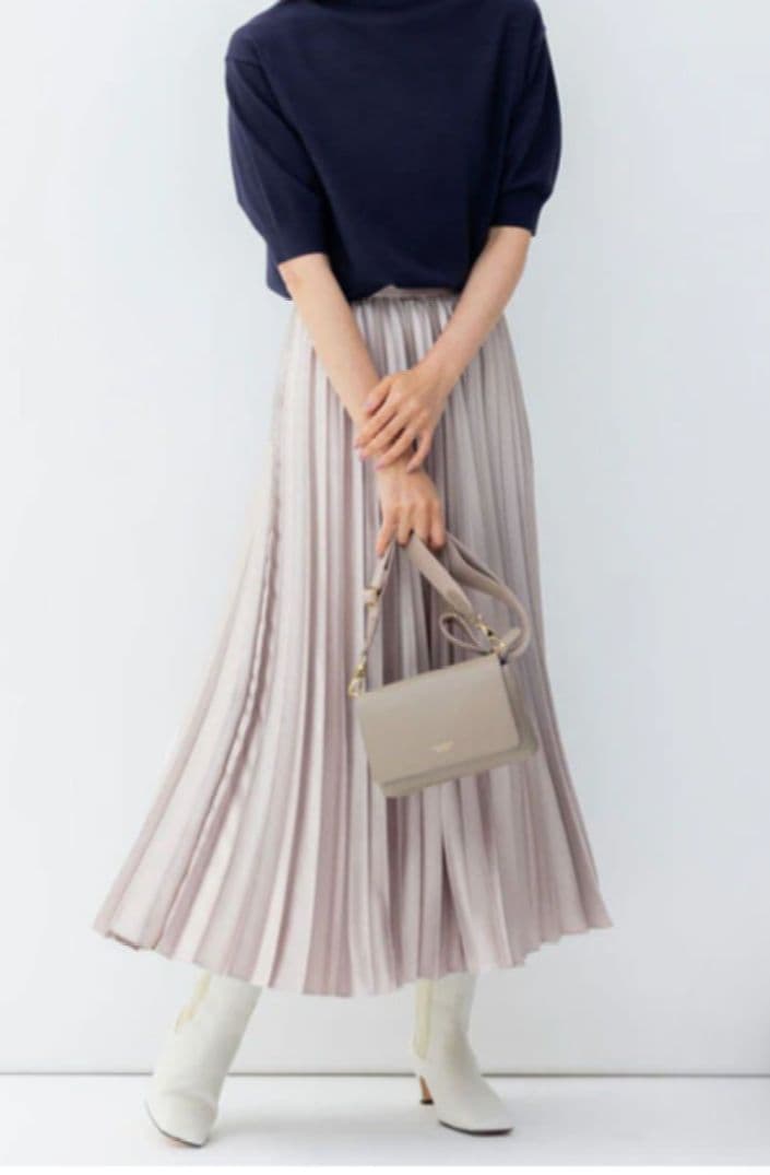 【洗える】レザーライク プリーツスカート