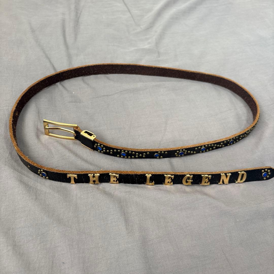 ナロースタッズレザーベルト　THE LEGEND ベルト 黒色 レザー
