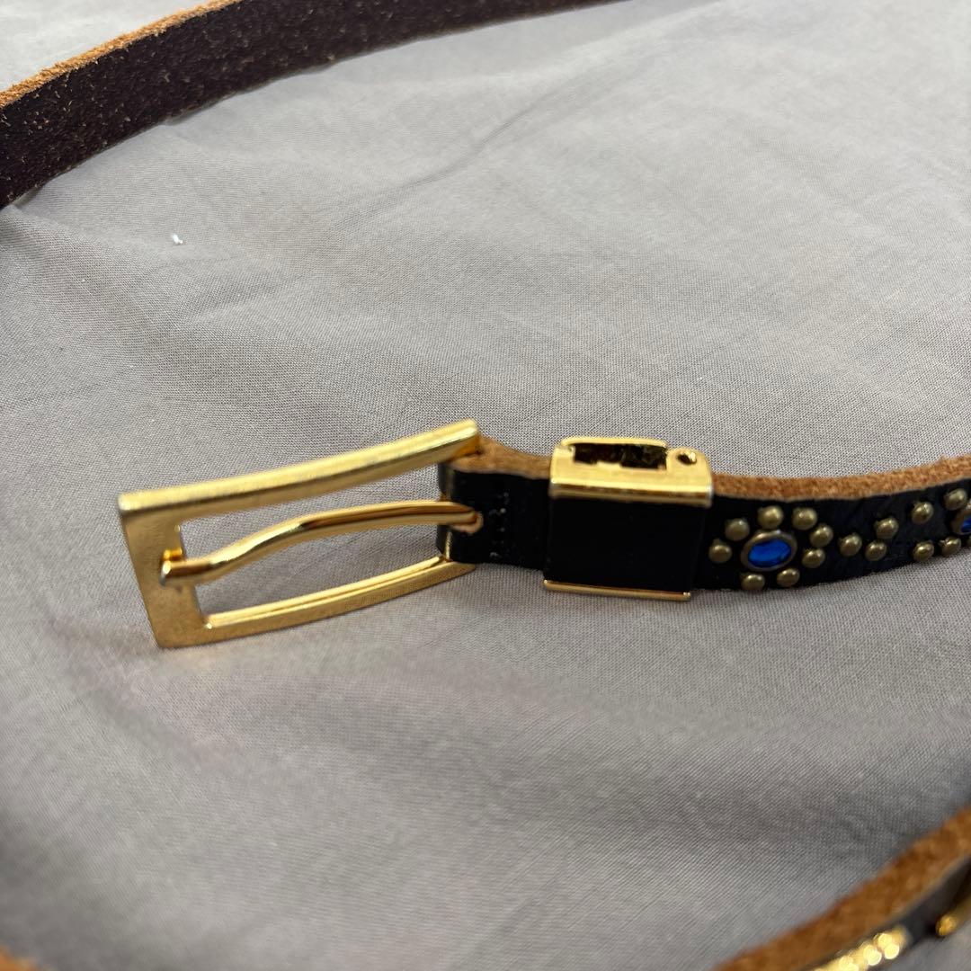 ナロースタッズレザーベルト　THE LEGEND ベルト 黒色 レザー