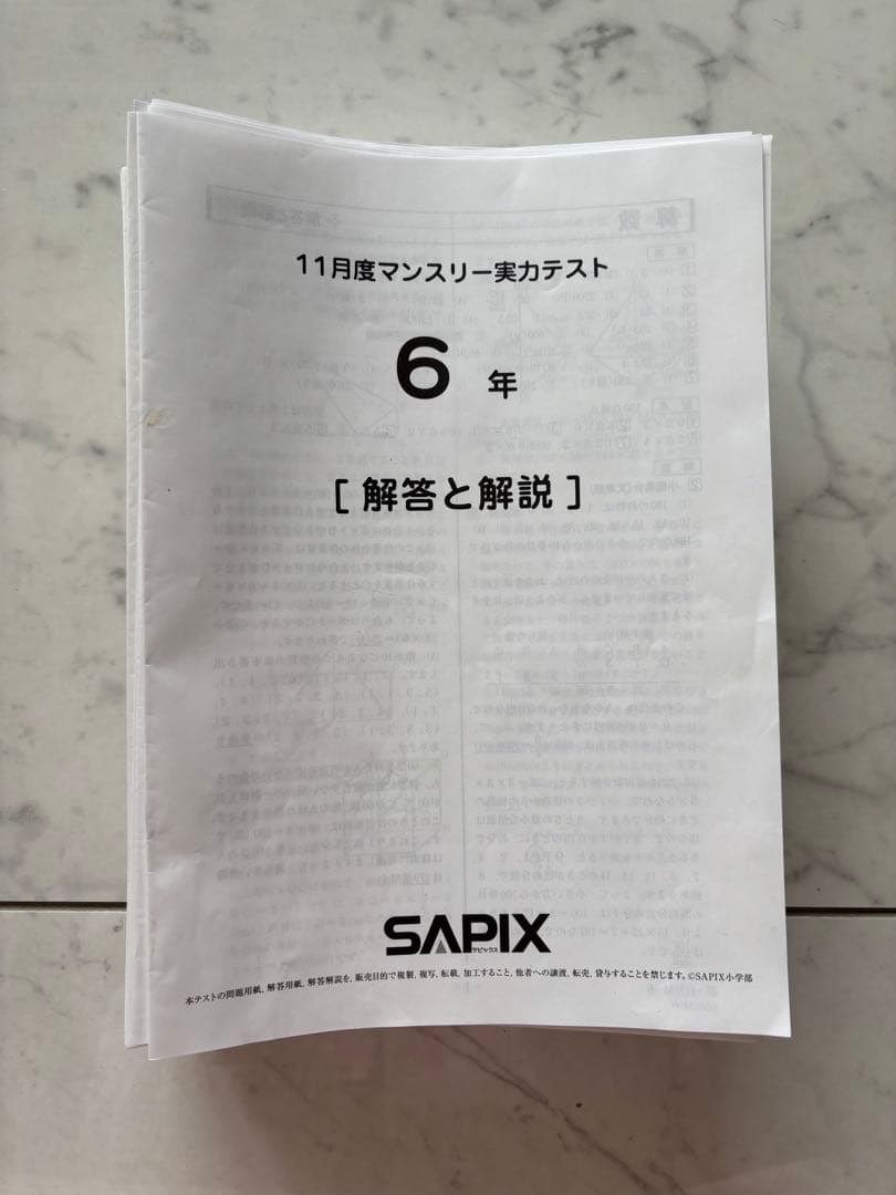 【】サピックス 6年テスト