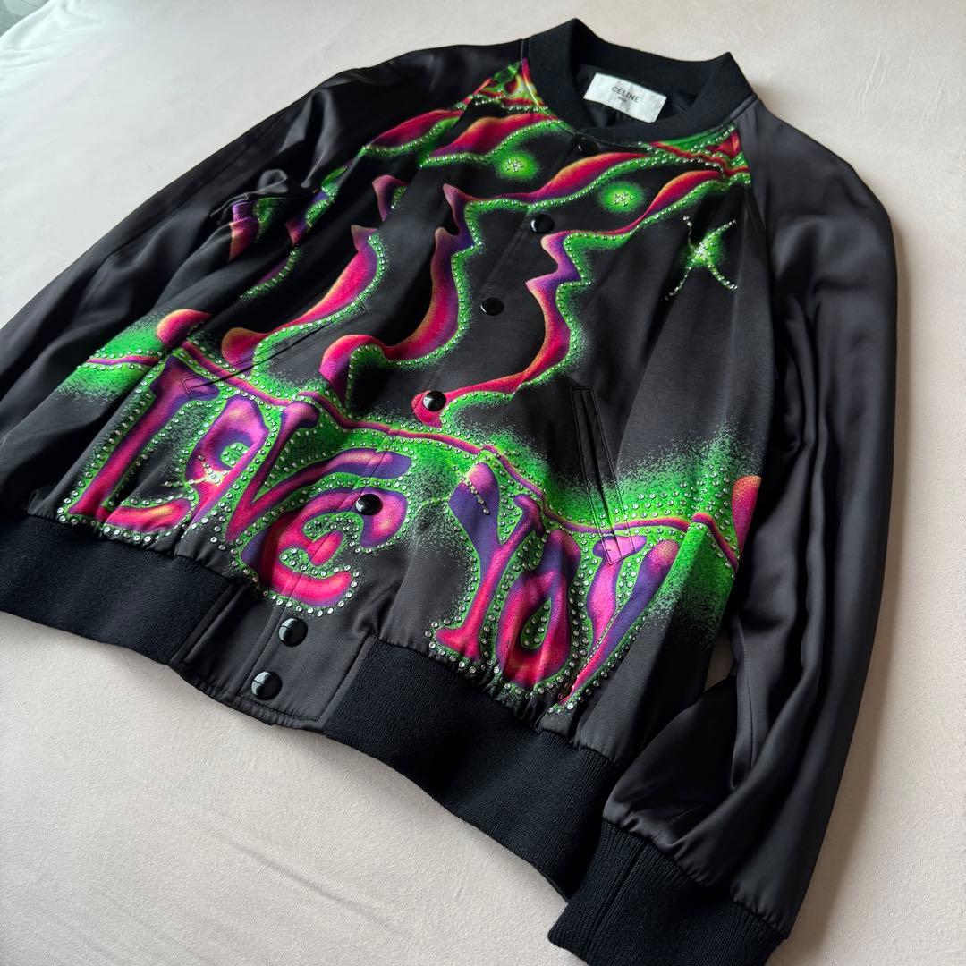 CELINE テディブルゾン コーチジャケット スタジャン　54 ブラック