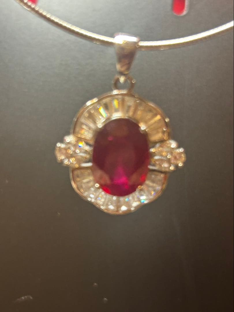 ど*☆様 天然石ルビーペンダントトップ&リングサイズ限定15号