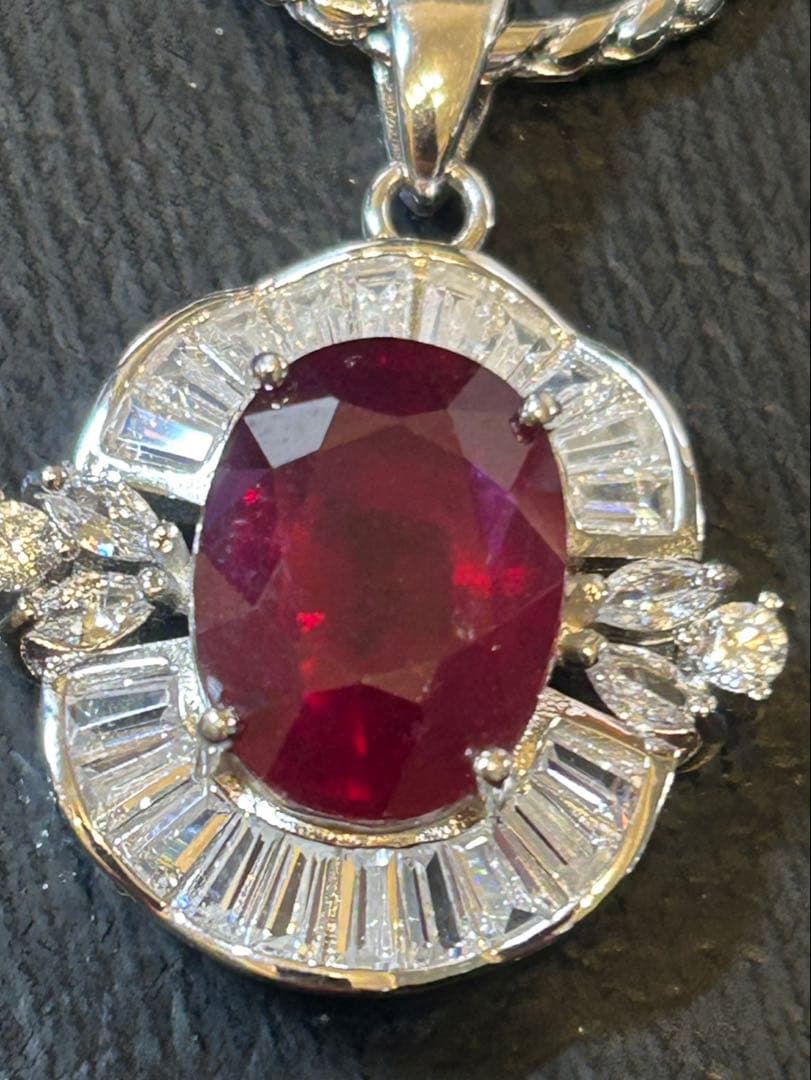 ど*☆様 天然石ルビーペンダントトップ&リングサイズ限定15号