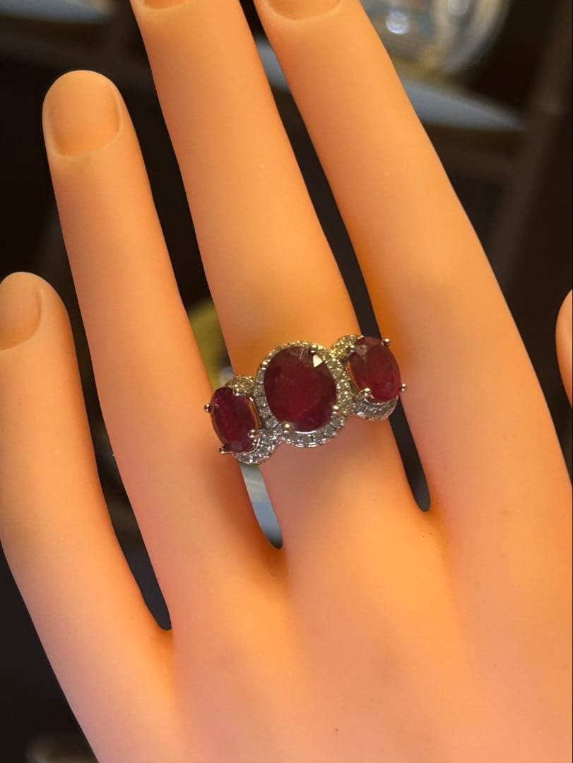 ど*☆様 天然石ルビーペンダントトップ&リングサイズ限定15号
