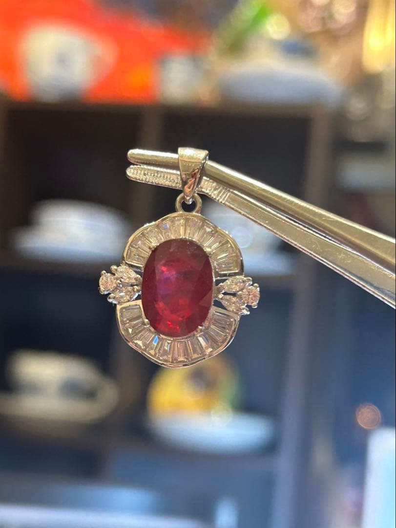 ど*☆様 天然石ルビーペンダントトップ&リングサイズ限定15号