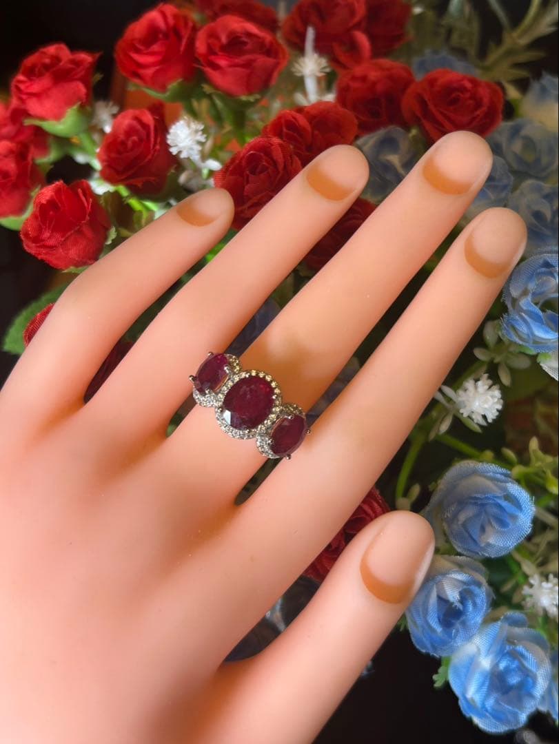 ど*☆様 天然石ルビーペンダントトップ&リングサイズ限定15号