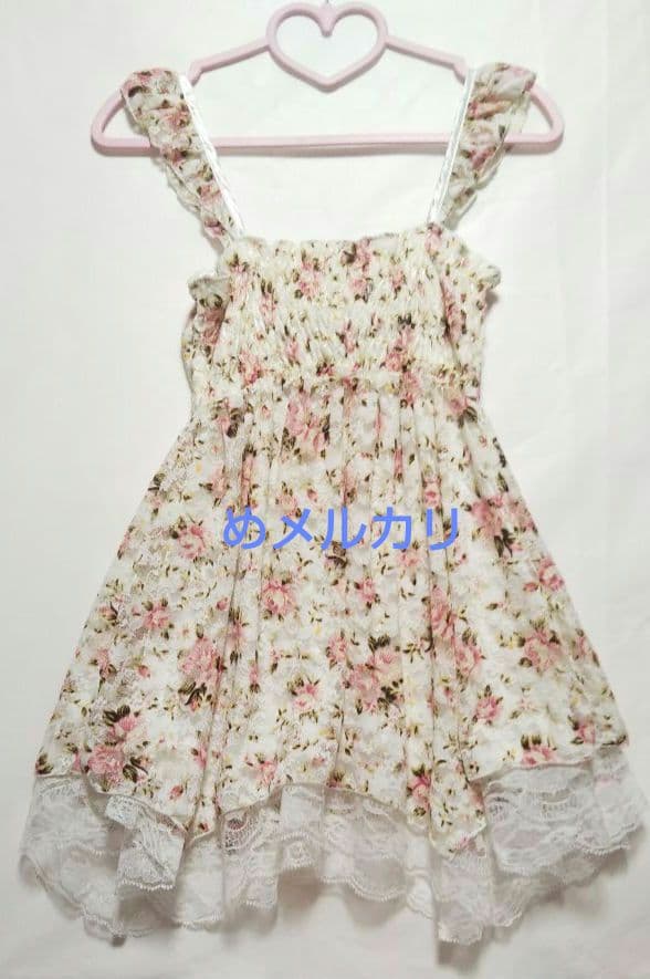 LIZ LISA リズリサ 花柄 ビッグリボン キャミソール チュニック 白