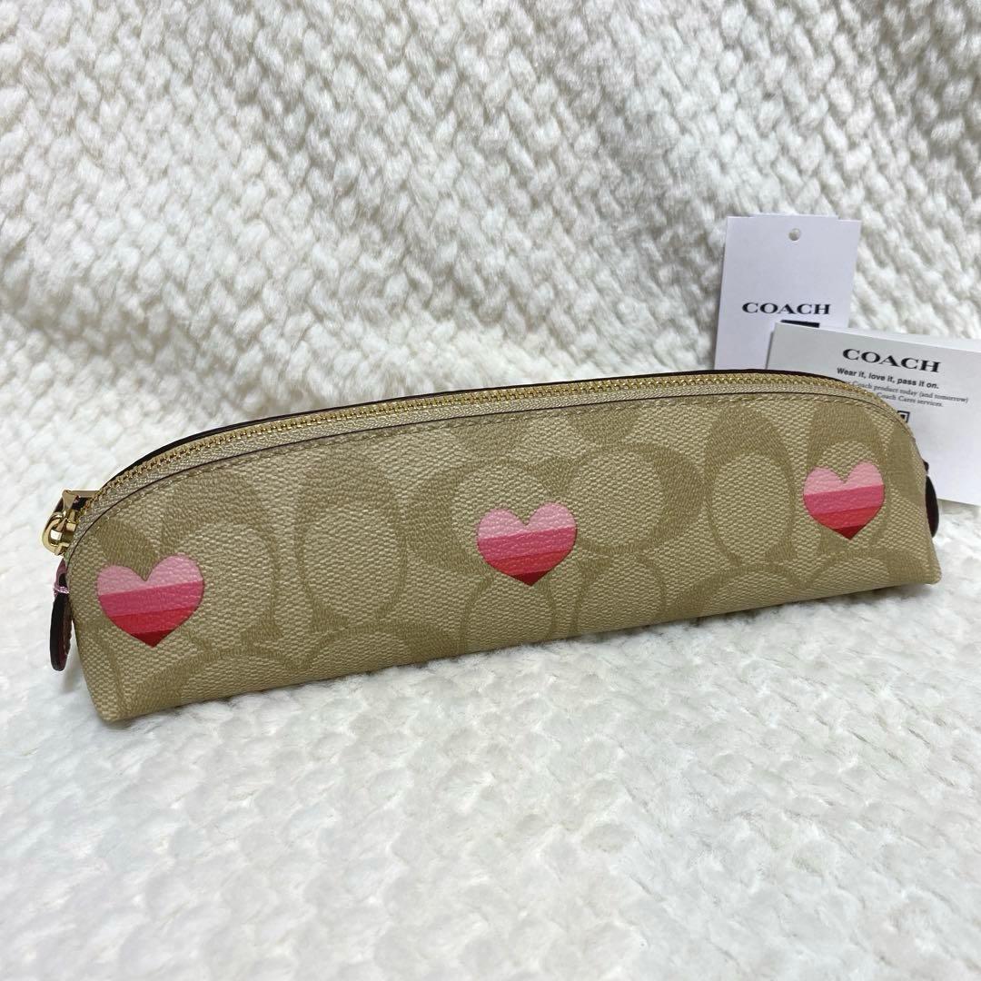 ミント様 未使用】コーチ COACH シグネチャー ハートプリント ペンケース