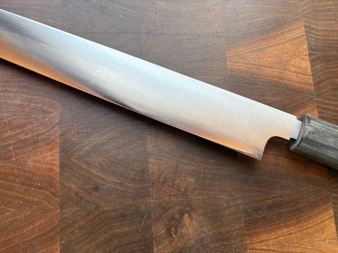 正本　築地　秀　切付　筋引　300mm 尺　包丁　和包丁　研ぎ済　朴水牛柄