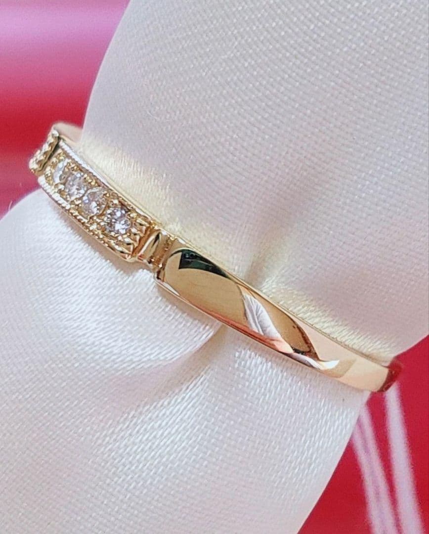 新入荷 未使用品 k18 天然ダイヤモンド リング