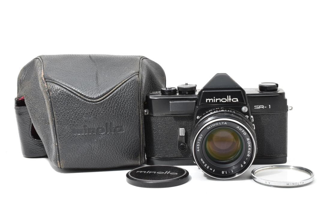 【希少なブラック 革ケース付】 ミノルタ SR-1+ 55mm F1.8 カメラ