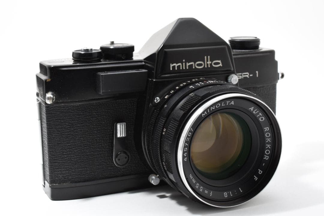 【希少なブラック 革ケース付】 ミノルタ SR-1+ 55mm F1.8 カメラ