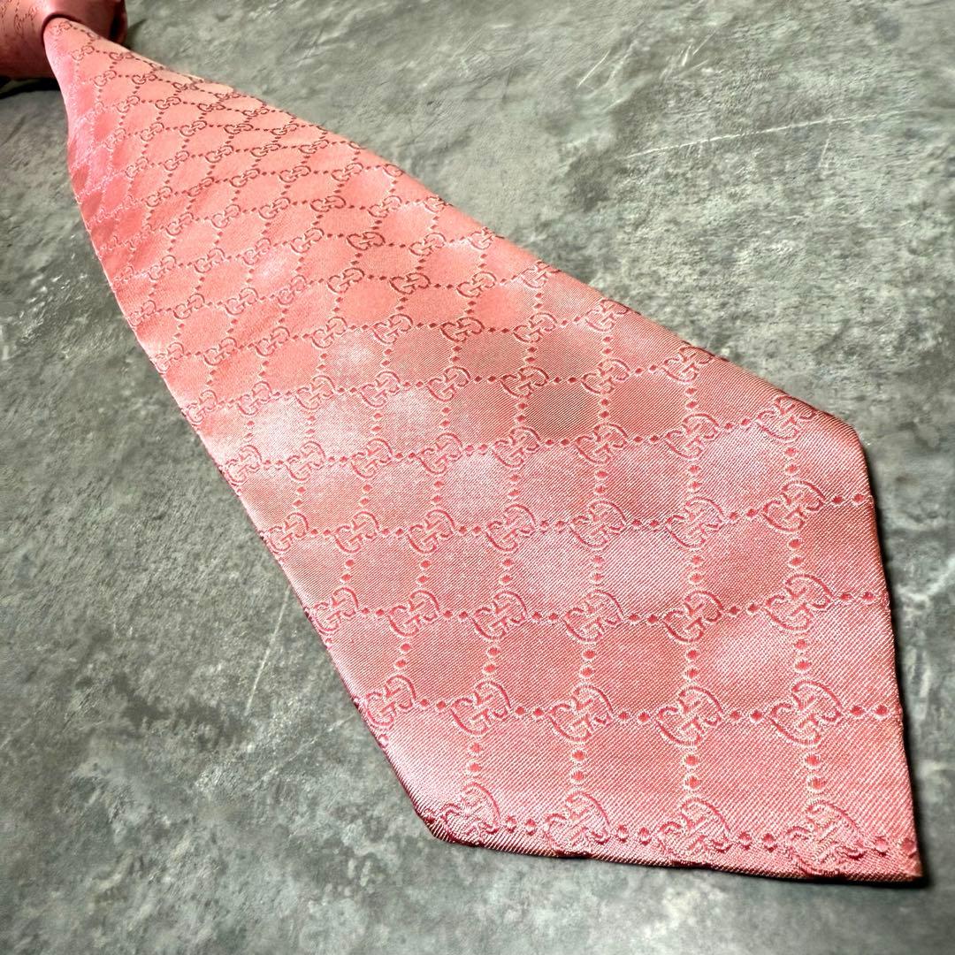 【✨美品✨】GUCCI グッチ ネクタイ ピンク インターロッキング GG 桜色