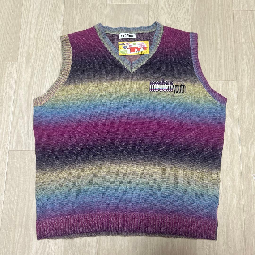 TTTMSW KASURI knit vest purple ベスト あのちゃん