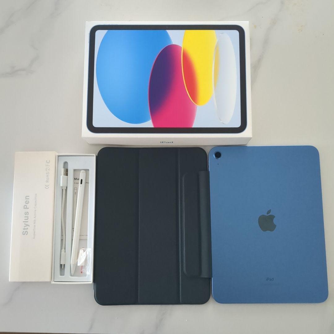 Apple iPad ・第10世代・256GB・ブルー・ペン、 ケース付・保証有