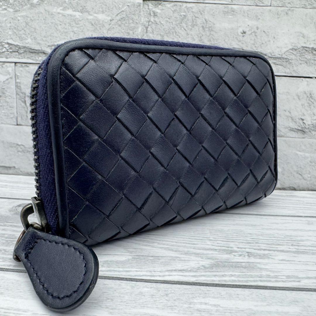 【美品】BOTTEGA VENETA　ケース　イントレチャート　ネイビー