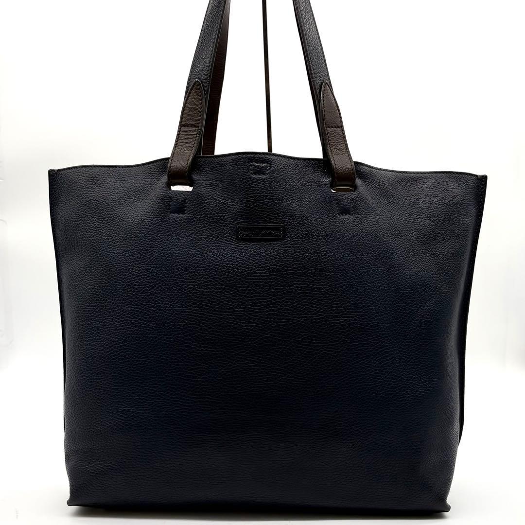 【美品】ダニエル＆ボブ トートバッグ レザー A4可 肩掛け ネイビー 保存袋付