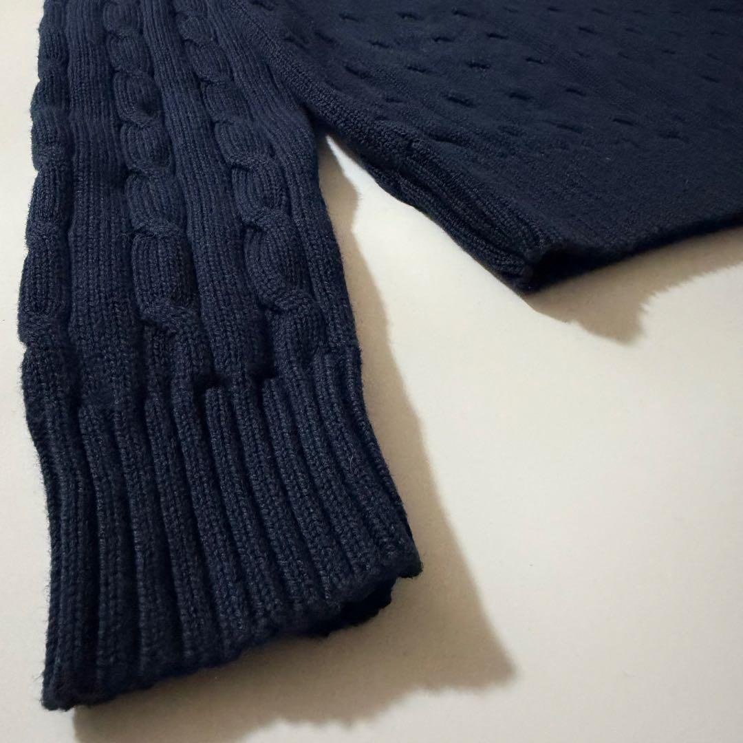24年製✨️ポロラルフローレン ケーブルニットコットンセーター ポニー 紺 L