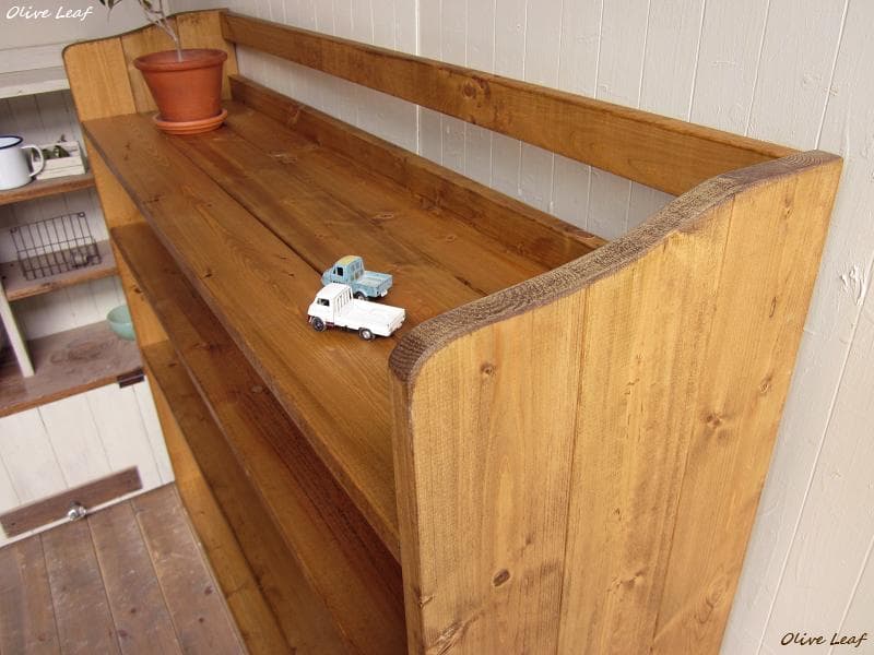 サイズ、デザインオーダー可！超ワイド4段ラック●ナチュラルブラウン無垢材受注製作