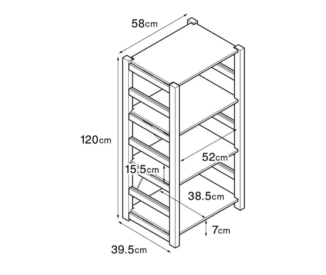 無印良品 パイン材ユニットシェルフ 中 幅58cm 高さ120cm 未組立