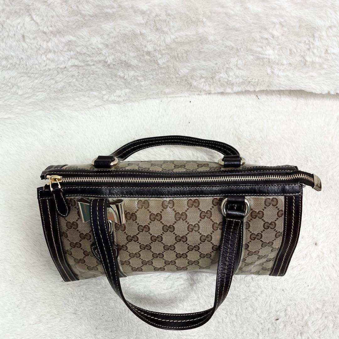 グッチ ドゥケッサ ミニボストン GGクリスタル GG柄 金具 ヒステリア 茶色