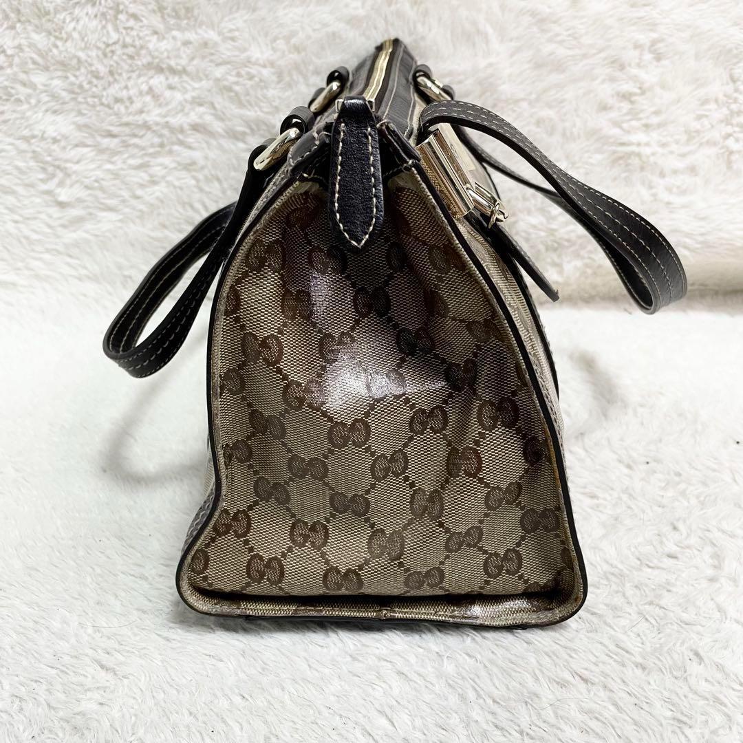 グッチ ドゥケッサ ミニボストン GGクリスタル GG柄 金具 ヒステリア 茶色