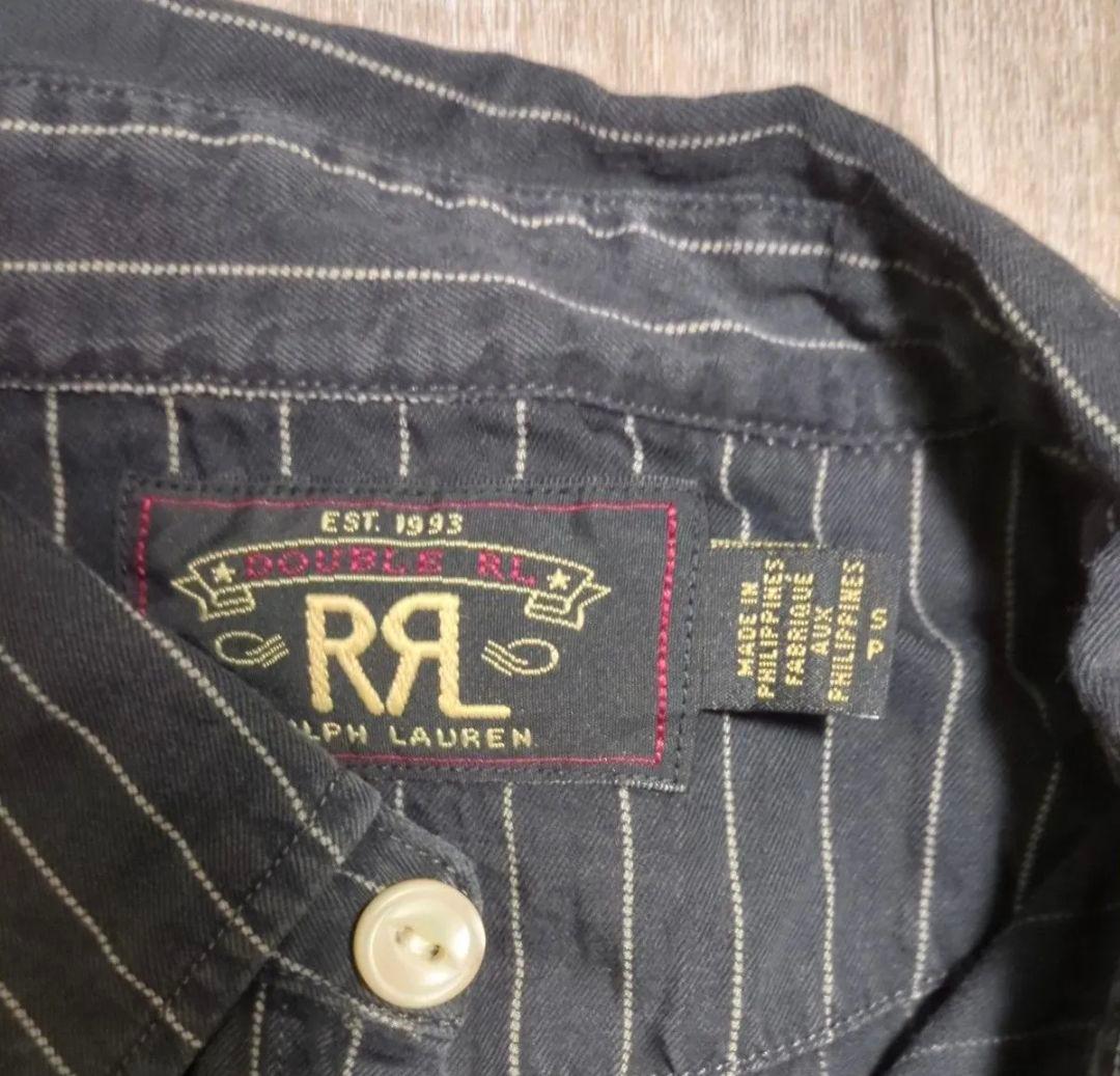 トップス RRL WABASH STRIPE BLACK INDIGO SHIRT S
