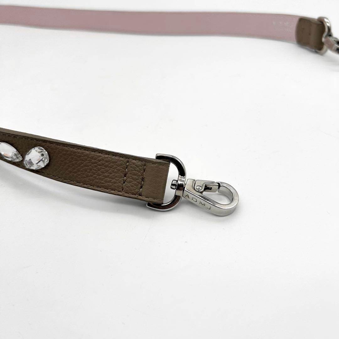未使用級　A.D.M.J　ショルダーストラップ　クリスタル　ビジュー　レザー