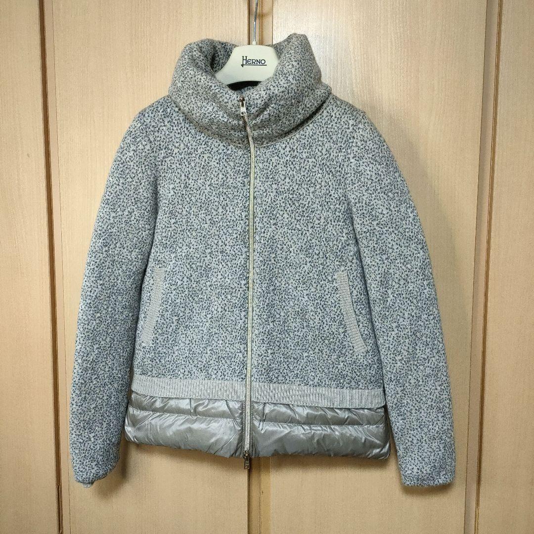 美品✨HERNO ヘルノ 素材切替 ウール　ダウンジャケット　40