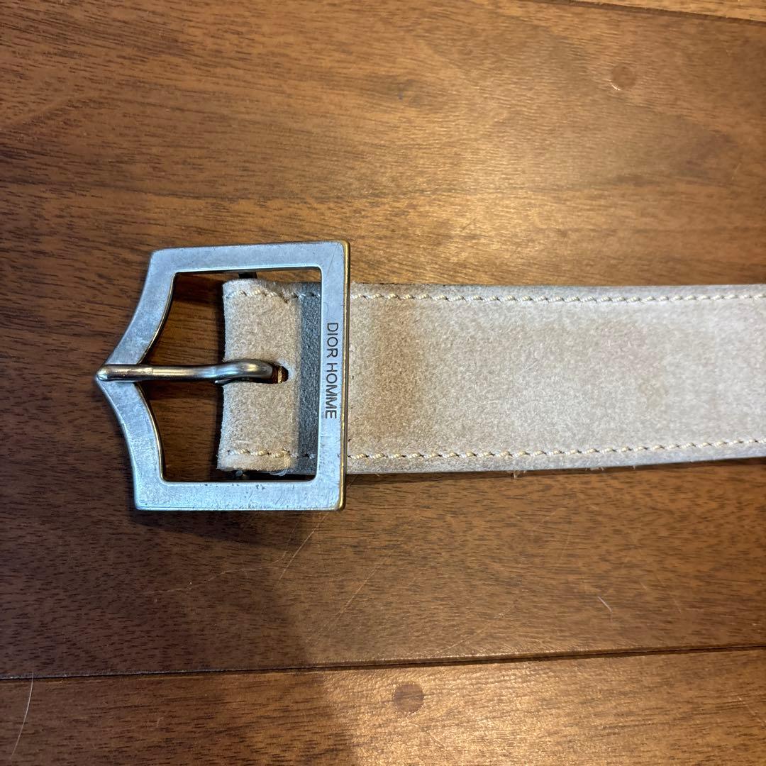 エディ期 定番 ディオールオム Dバックル スウェードベルト 85 ベージュ