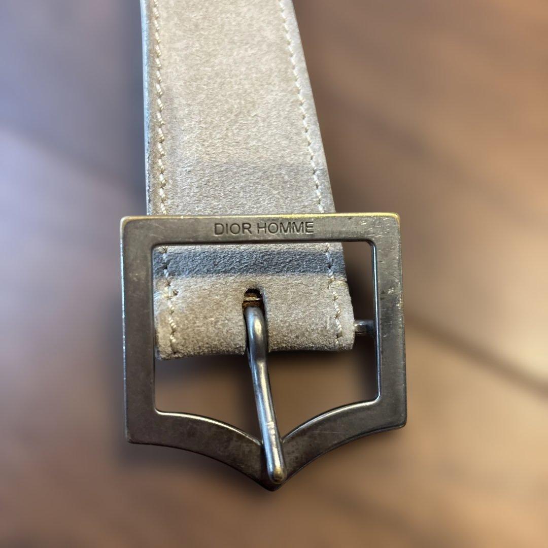 エディ期 定番 ディオールオム Dバックル スウェードベルト 85 ベージュ