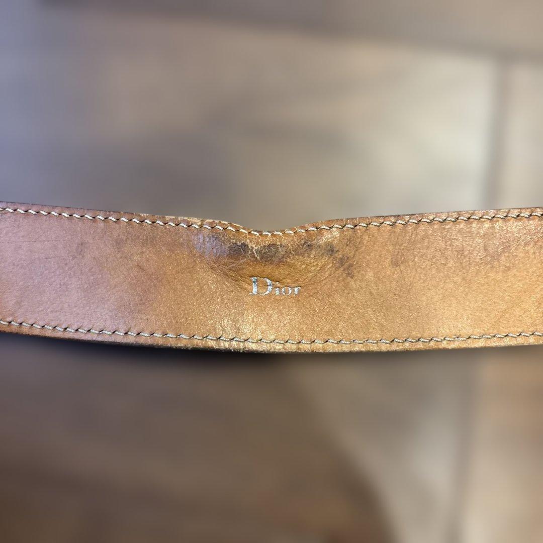 エディ期 定番 ディオールオム Dバックル スウェードベルト 85 ベージュ